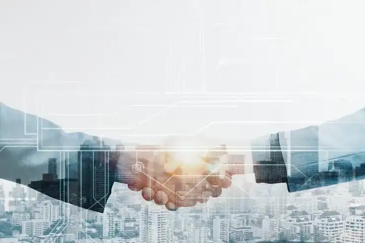 business partners handshake global corporate with technology concept 53876 102615 compressed